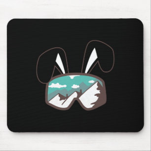 Ski Snowboard Goggles Bunny Ears Skiing Snow Gift Mouse Mat
