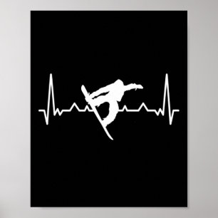 Ski Snowboard Heartbeat Goggles Skiing Mountain Ek Poster