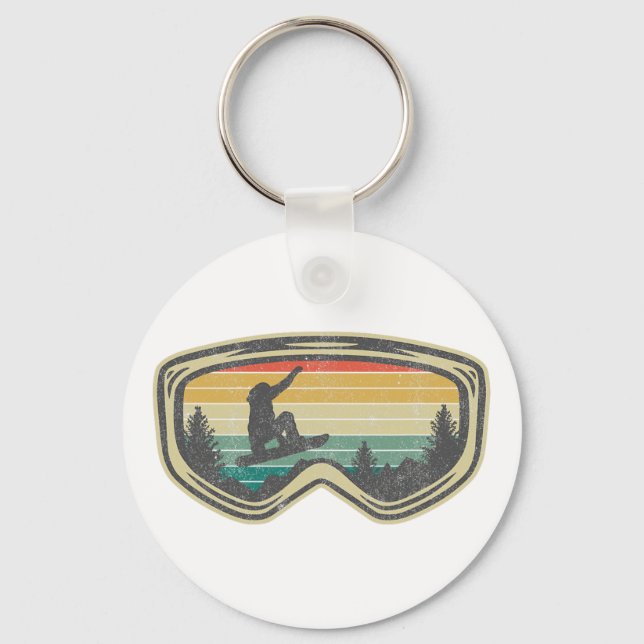 Ski Snowboard Mountain Snow Skiing Shirts Gift  Key Ring (Front)