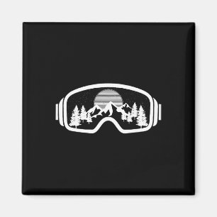 Ski Snowboard Shirt Goggles Skiing Snow Mountain W Magnet