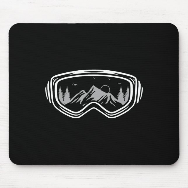 Ski Snowboard Shirts, Mountain Winter Snow Skiing  Mouse Mat (Front)