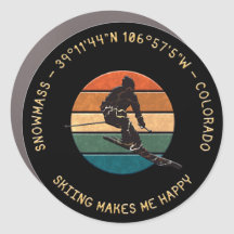 Ski Snowmass, Colorado - Man Skier, Yellow Text