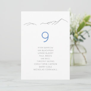 Ski Snowy Mountain Wedding Seating Chart Card