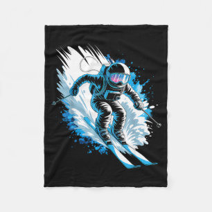 Ski space winter sport skier funny skiing astronau fleece blanket