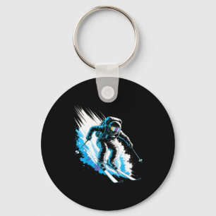 Ski space winter sport skier funny skiing astronau key ring