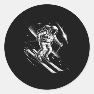 Ski space winter sport skiing funny skier astronau classic round sticker