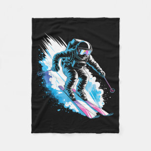 Ski space winter sport skiing funny skier astronau fleece blanket