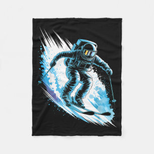Ski space winter sport skiing funny skier astronau fleece blanket