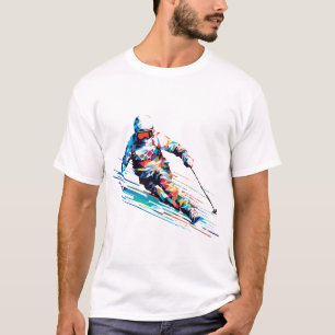 Ski Sport Fast Speed Competition Abstract T-Shirt
