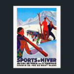 Ski sport in D'Hiver, Mont Blanc, France, vintage Postcard<br><div class="desc">Perfect image for your new print design. It could be a nice present or "final touch" for decorating home.</div>