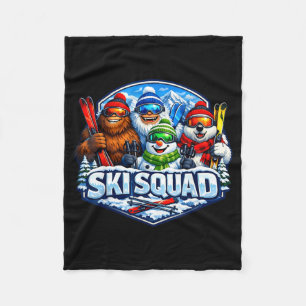 Ski squad sasquatch yeti snowman polar bear skiing fleece blanket