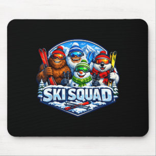Ski squad sasquatch yeti snowman polar bear skiing mouse mat
