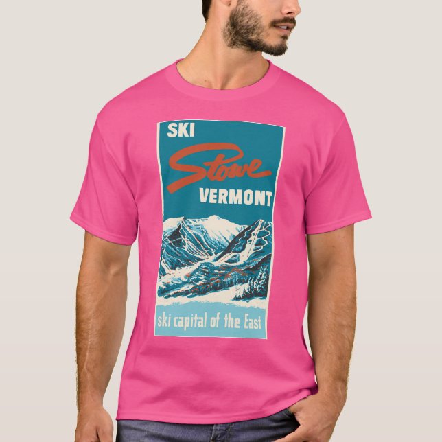 Ski Stowe Vermont Vintage Poster T-Shirt (Front)