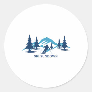 Ski Sundown Connecticut Ski Resort Skiing Skier  Classic Round Sticker