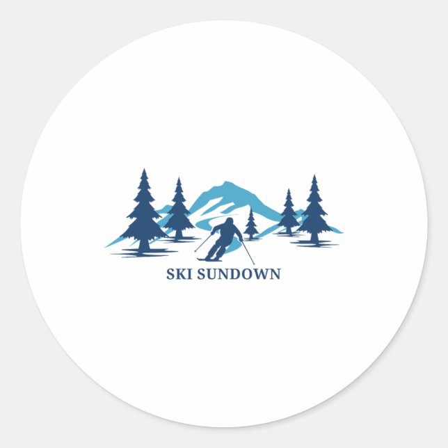 Ski Sundown Connecticut Ski Resort Skiing Skier  Classic Round Sticker (Front)