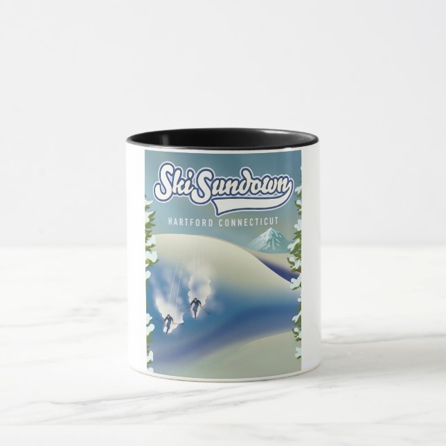 Ski Sundown Hartford Connecticut ski poster Mug (Center)