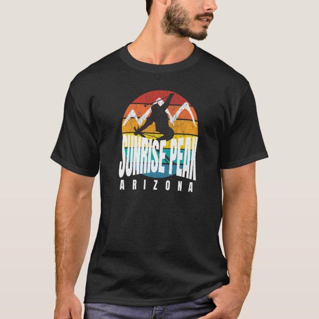 Ski Sunrise Peak Rad Ski Jumper Retro Sunset Sunri T-Shirt (Front)