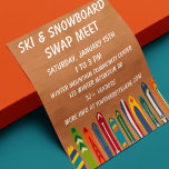 Ski Swap Meet Event Custom  Flyer<br><div class="desc">Promote your ski themed business or community event with a custom flyer. This eye-catching flyer features my illustrations of colorful vintage skis making it perfect for skiing themed events. The illustrations are set against a light brown background that has a horizontal stripe pattern mimicking the look of a ski lodge's...</div>