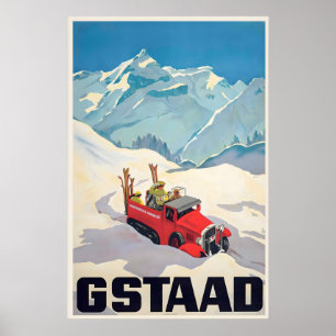Ski Switzerland Gstaad Swiss Alps Mountains Snow Poster