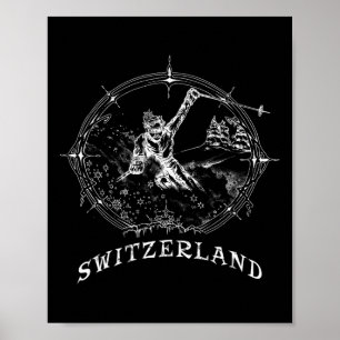 Ski Switzerland Vintage Snow Skiing Vacation Poster