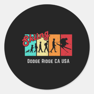 Ski T Dodge Ridge Ca Usa For Men And Women Skiing  Classic Round Sticker