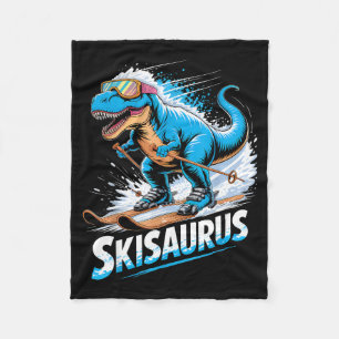 Ski t-rex winter sport skier dino funny skiing fleece blanket