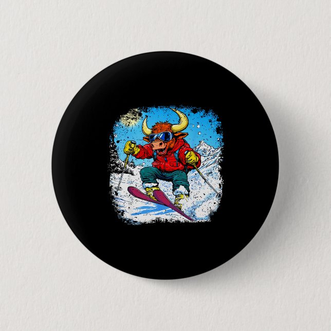 Ski taurus  6 cm round badge (Front)