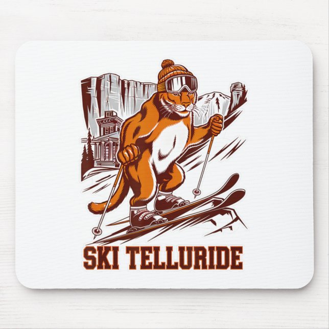 Ski Telluride Mountain Lion Skiing Adventure Graph Mouse Mat (Front)