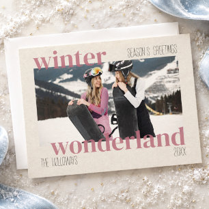 Ski Theme Winter Wonderland Christmas Photo Holiday Card