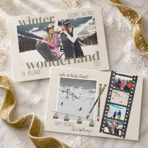 Ski Theme Winter Wonderland Christmas Photo  Holiday Card