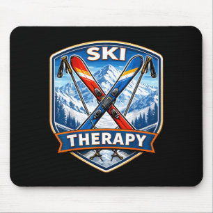 Ski therapy skiing lover funny skier quote mountai mouse mat
