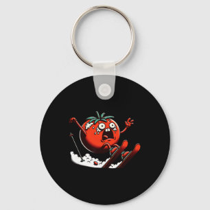 Ski Tomato Panic Funny Snow Mountain Ride  Key Ring