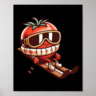 Ski Tomato With Goggles Cute Apres Ski Mountain Poster