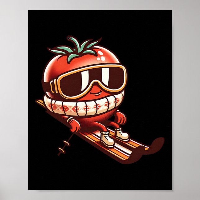 Ski Tomato With Goggles Cute Apres Ski Mountain  Poster (Front)
