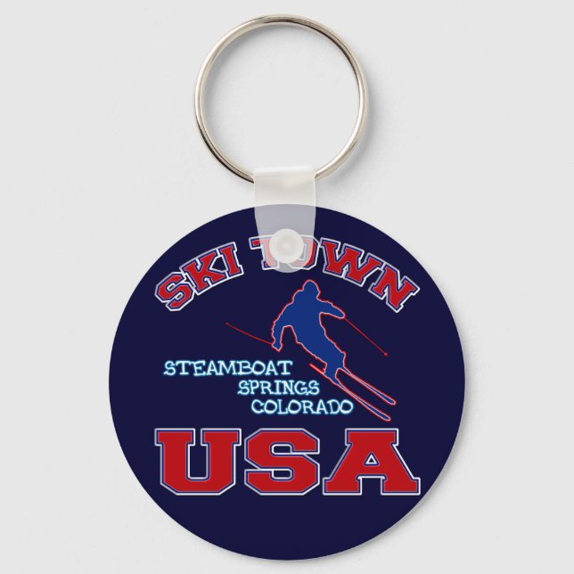 Ski Town USA, Steamboat Springs, Colorado Key Ring (Front)