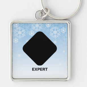 Ski Trail Black Diamond Sign Key Ring