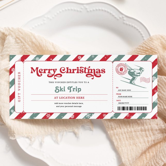 Ski Trip Christmas Gift Ticket Voucher Invitation (Creator Uploaded)