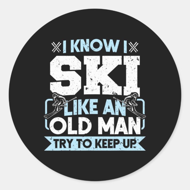 Ski Trip Skiing Retired  Classic Round Sticker (Front)