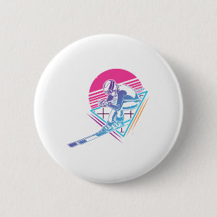 Ski Trip Skiing Retro Vintage 80s 90s  6 Cm Round Badge