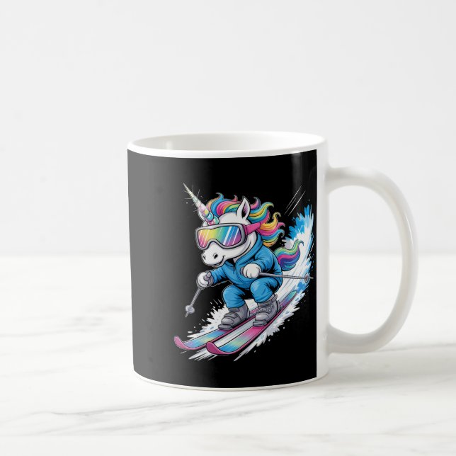 Ski Unicorn Winter Sport Skier Funny Skiing _2  Coffee Mug (Right)