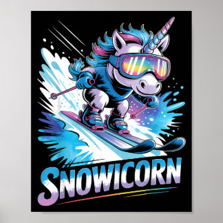 Ski Unicorn Winter Sport Skier Funny Skiing _3  Poster