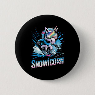 Ski unicorn winter sport skier funny skiing 6 cm round badge