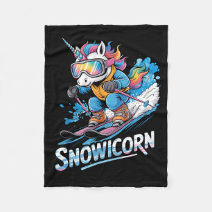 Ski unicorn winter sport skier funny skiing fleece blanket