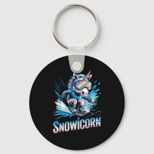 Ski unicorn winter sport skier funny skiing key ring