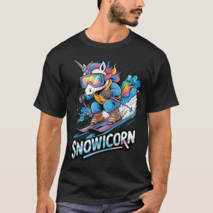 Ski unicorn winter sport skier funny skiing  T-Shirt
