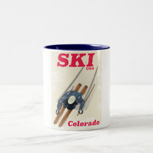 Ski USA Colorado travel poster Two-Tone Coffee Mug