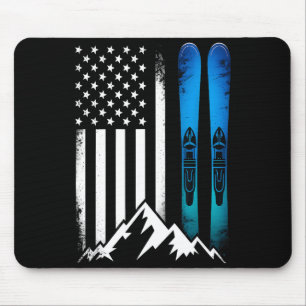 Ski usa flag winter sport skier american flag mouse mat