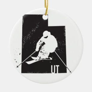 Ski Utah Ceramic Tree Decoration