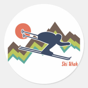 Ski Utah Classic Round Sticker