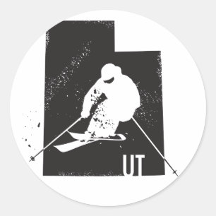 Ski Utah Classic Round Sticker